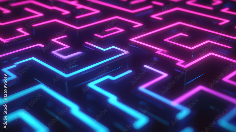 neon labyrinth pathways pattern neon labyrinth pathways pattern