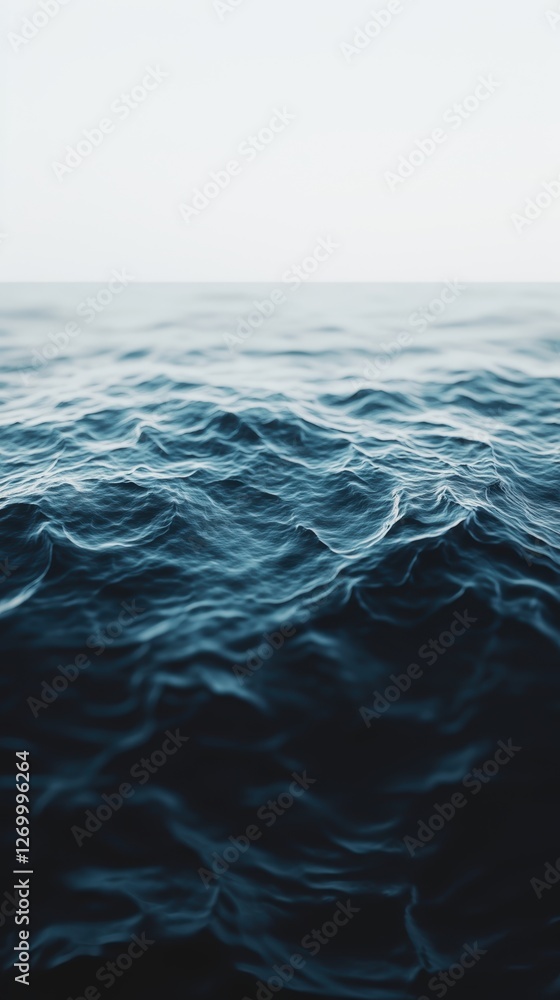 Fototapeta premium Dark ocean waves with dramatic white foam and deep blue textures