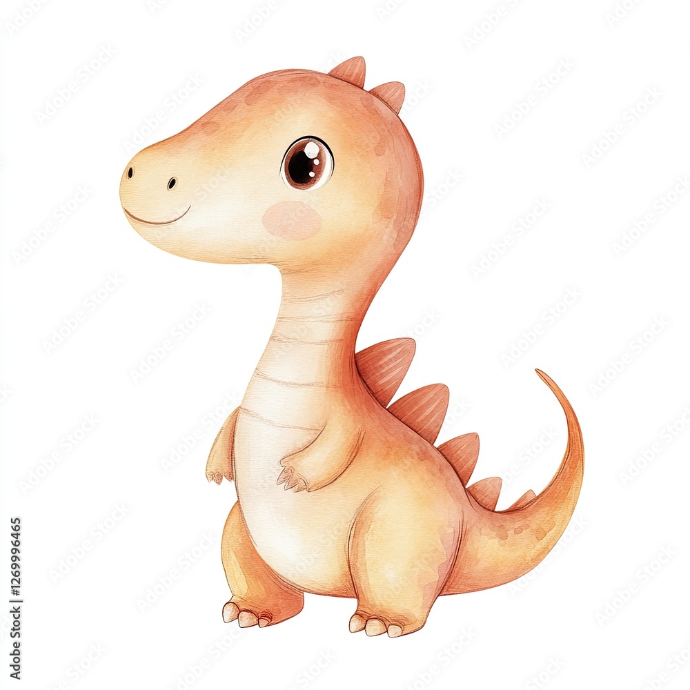 Charming dinosaur character with soft colors and friendly expres Charming dinosaur character with soft colors and friendly expres