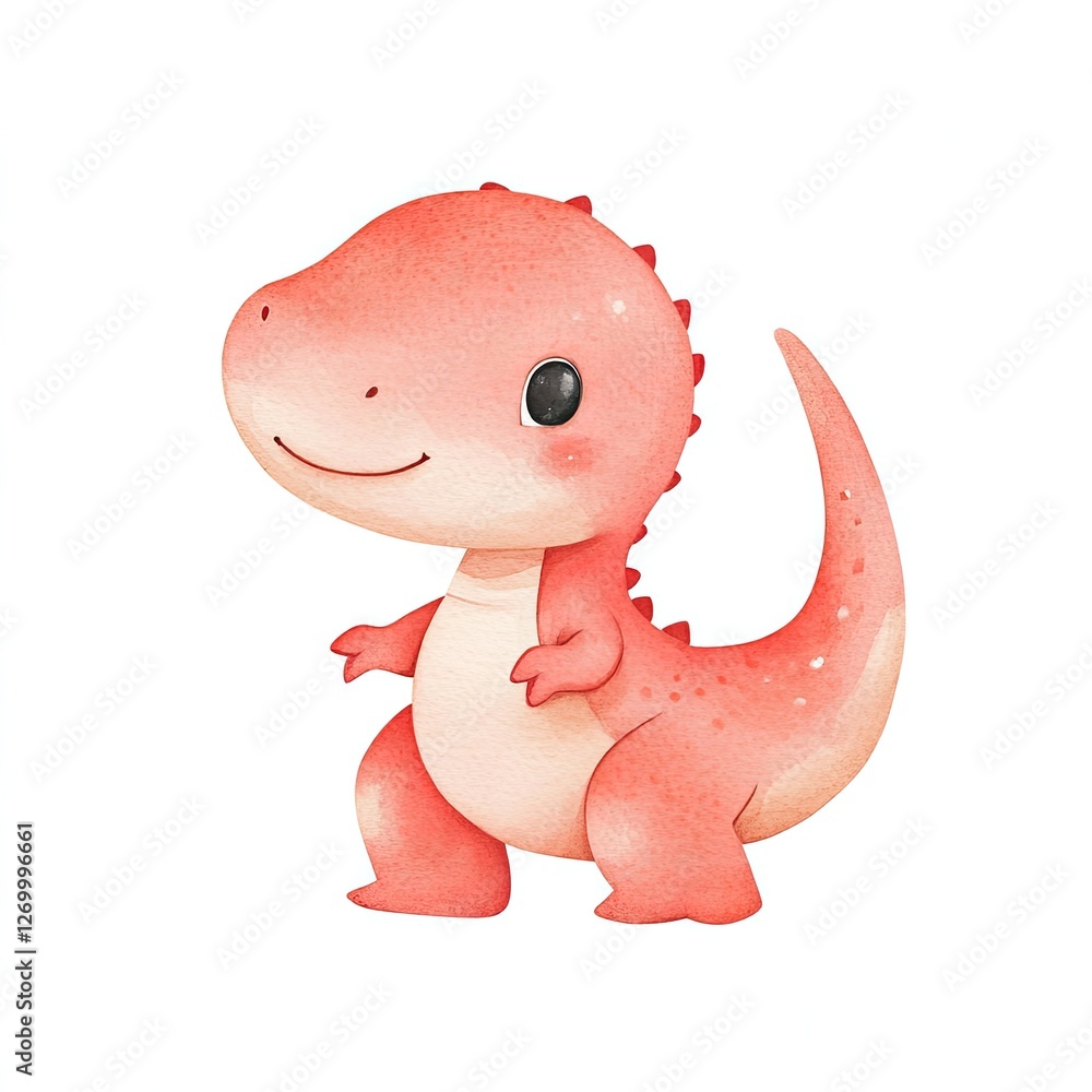 Charming pink dinosaur with cheerful expression and adorable fea Charming pink dinosaur with cheerful expression and adorable fea