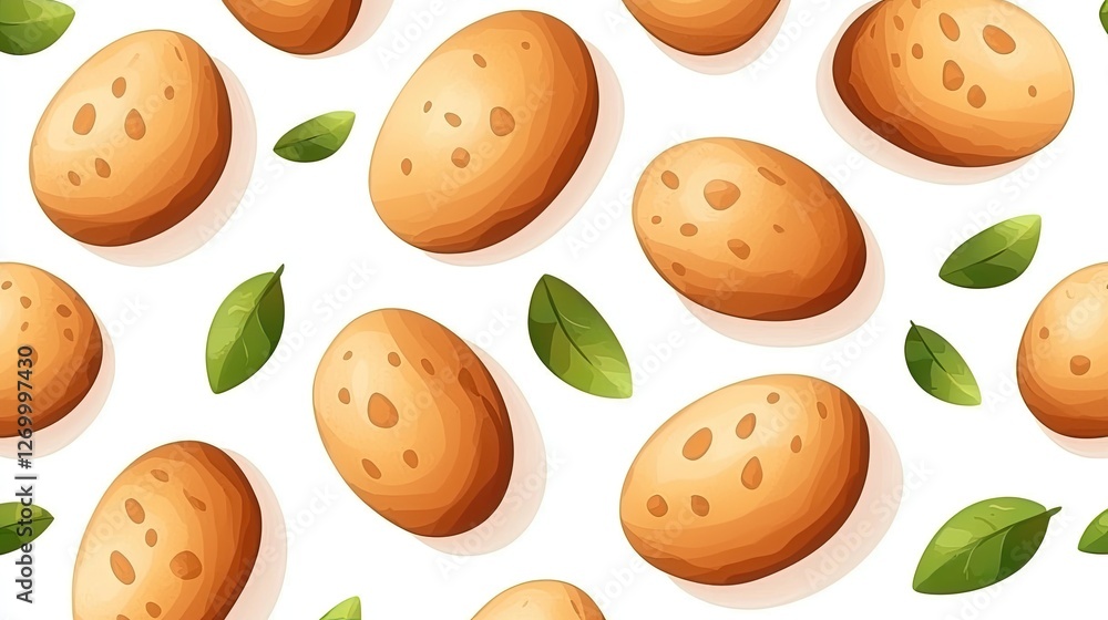 Fototapeta premium Seamless Pattern of Potatoes and Leaves
