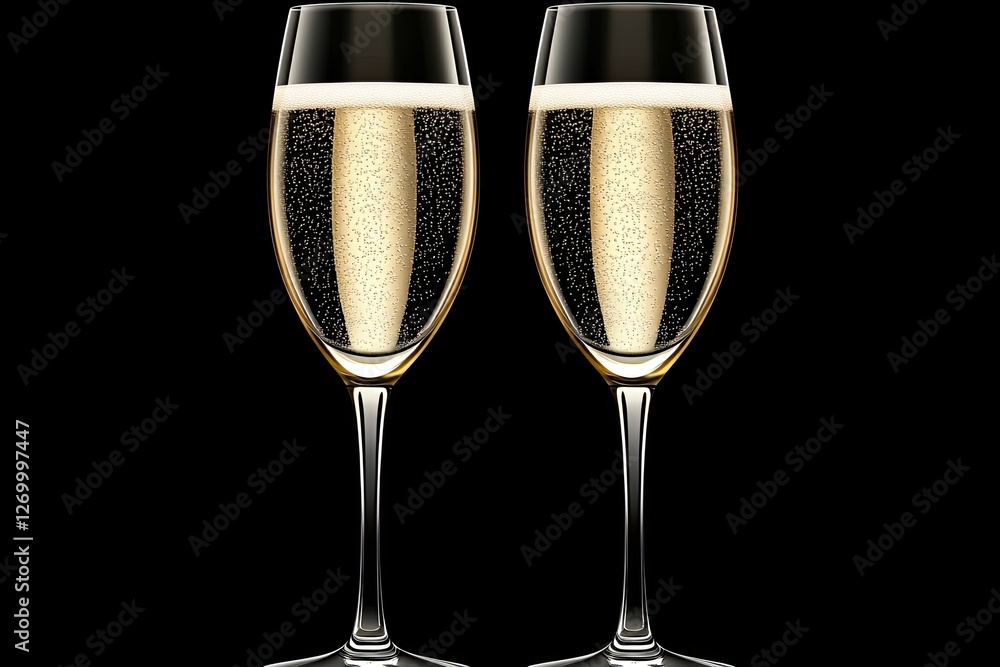 Two Glasses of Sparkling Champagne Celebration Two Glasses of Sparkling Champagne Celebration