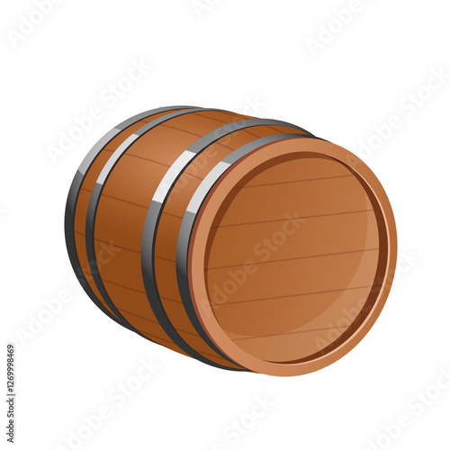 Beer wooden barrel isolated on white background. Alcoholic beverage menu octoberfest.