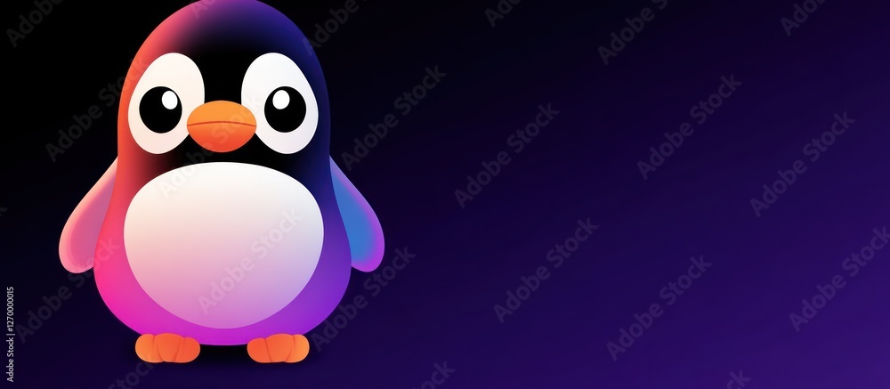 Obraz premium A Cute Gradient Colored Cartoon Penguin