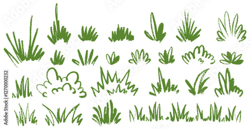 Abstract crayon grass. Crayon kids scribble texture. Hand drawn drawings made by pencils or crayons. Vector charcoal illustration 