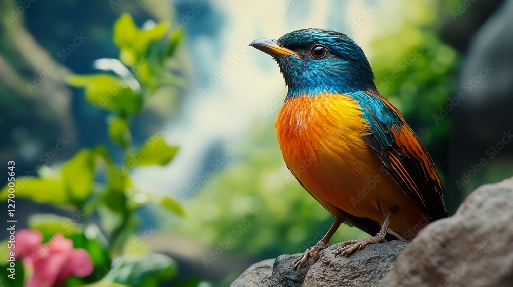 Fototapeta premium Close-up of a colorful bird perched in a natural setting.