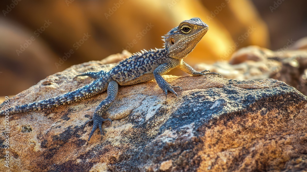 Lizard basking on a sunlit rock in nature Lizard basking on a sunlit rock in nature