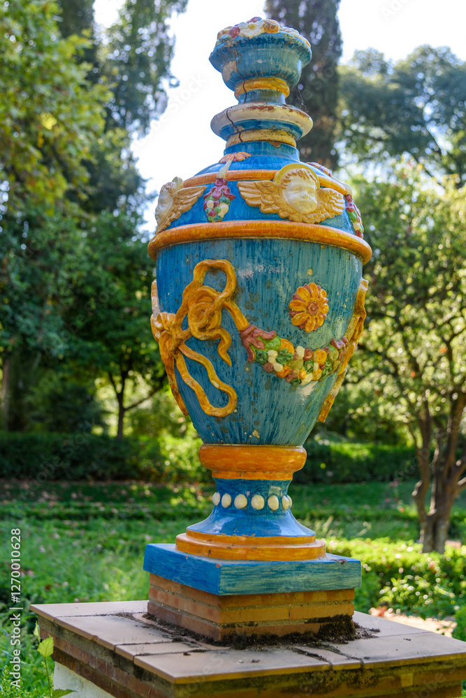 Seville, Spain - August 01, 2024: Parque de María Luisa in Sevilla, Spain