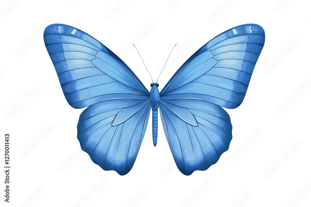 Obraz premium vibrant blue butterfly with detailed wings, showcasing its beauty and grace. This illustration captures essence of nature artistry and elegance