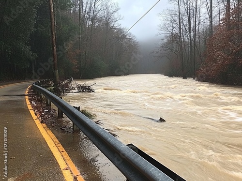 Hurricane Helene caused the destruction of the Low Water Bridge on the New River in Fries, VA photo