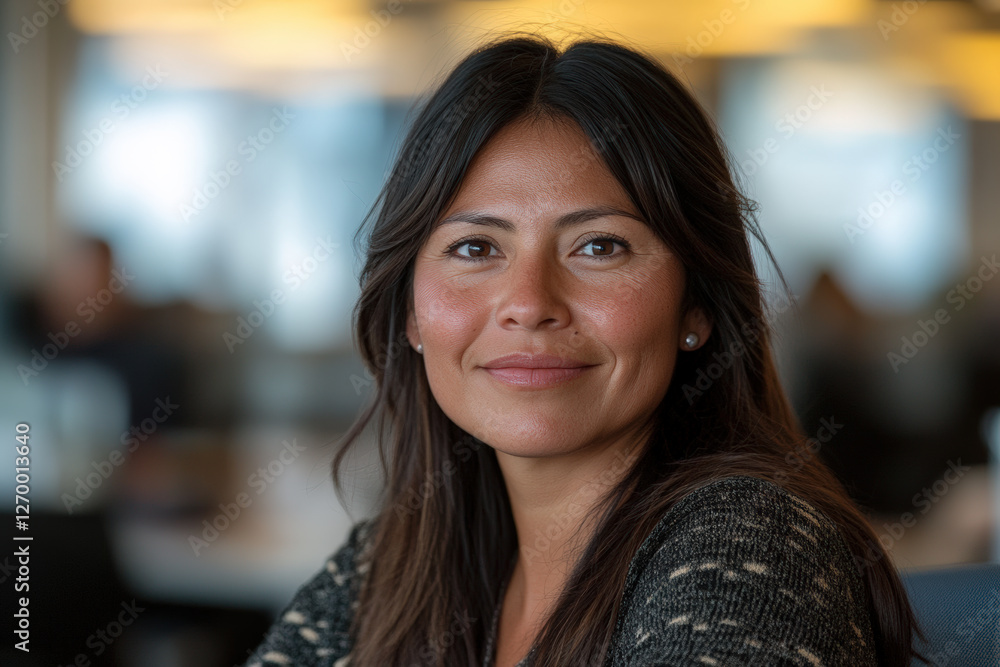 Smiling Woman in Office Setting Smiling Woman in Office Setting