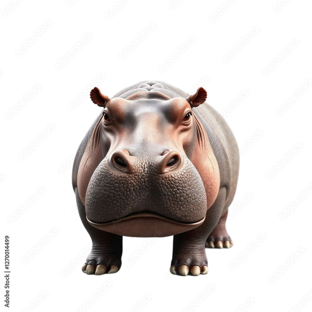3d rendering of a hippopotamus walking towards camera on transparent background 3d rendering of a hippopotamus walking towards camera on transparent background