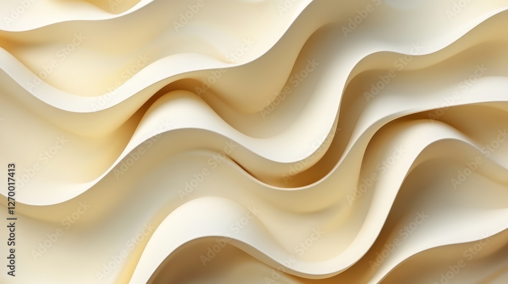 Obraz premium Abstract Seamless Background Soft Beige, Cream Gradient, Elegant 3D Wave Pattern, Minimalist Design