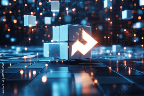 Futuristic Data Flow with Glowing Arrow 