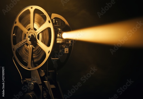 old cinema projector with film