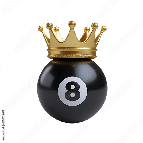 Black billiards ball with number eight and gold crown Vector Art