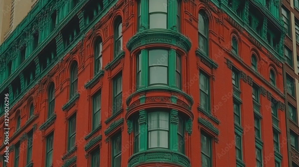 Obraz premium A Stunning View of an Ornate Red and Green Building