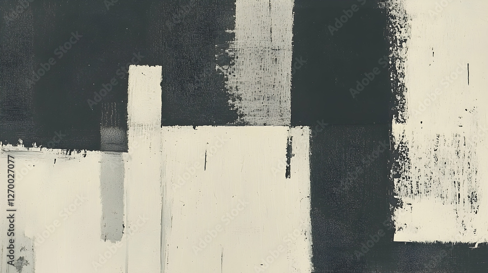 Abstract grayscale painting, textured strokes, city skyline backdrop, modern art print Abstract grayscale painting, textured strokes, city skyline backdrop, modern art print