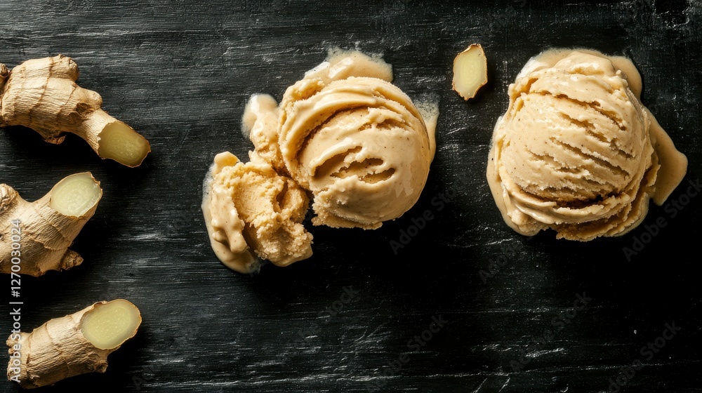 Fototapeta premium Ginger Ice Cream: A Refreshing and Exquisite Frozen Delight
