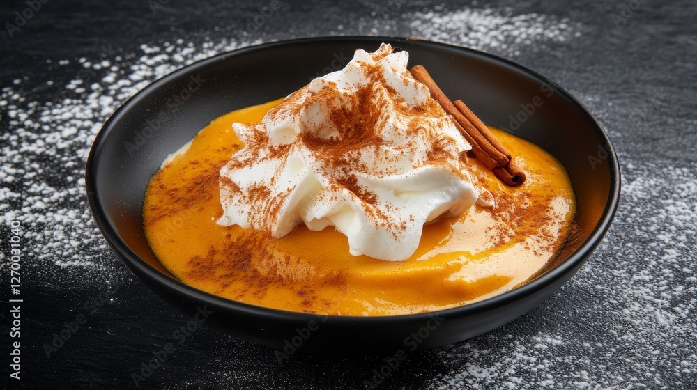Autumnal Pumpkin Dessert with Whipped Cream and Cinnamon Autumnal Pumpkin Dessert with Whipped Cream and Cinnamon
