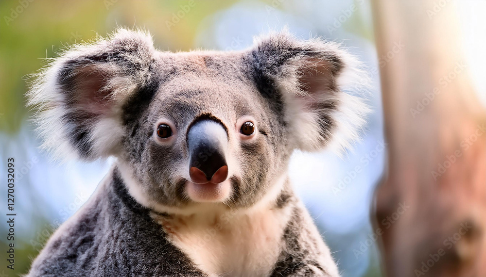 Fototapeta premium Close-Up of a Koala, Emphasizing Its Gentle Expression and Fur Texture