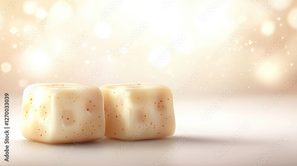 Ice cubes on a soft surface close up food photography bright light background concept of refreshment Ice cubes on a soft surface close up food photography bright light background concept of refreshment