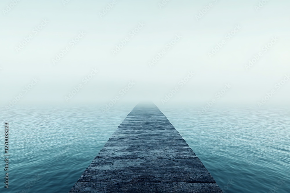 Obraz premium Misty Pathway Over Calm Water: A Serene Landscape