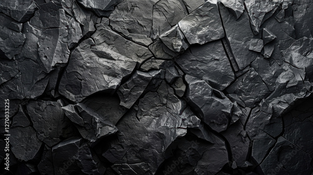 Dark textured rock surface with cracks and crevices, creating rugged appearance. intricate patterns and shadows evoke sense of depth and natural beauty Dark textured rock surface with cracks and crevices, creating rugged appearance. intricate patterns and shadows evoke sense of depth and natural beauty