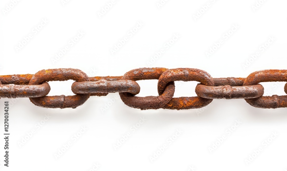 A close-up of a rusty chain against a white background, symbolizing strength and connection despite wear and age. A close-up of a rusty chain against a white background, symbolizing strength and connection despite wear and age.