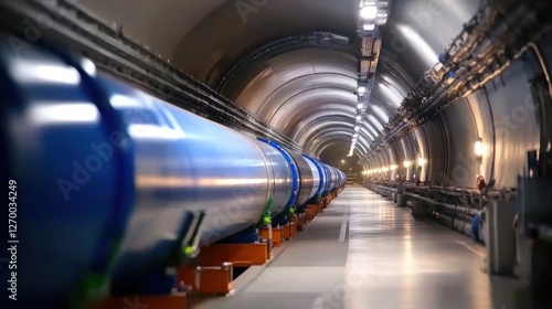 Interior View of the Large Hadron Collider Tunnel at CERN, Switzerland