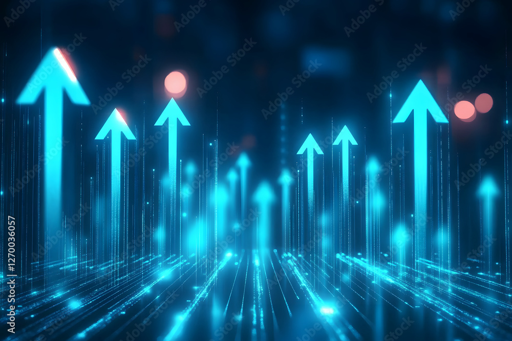 A blue background with glowing arrows pointing upwards, representing growth and progress in the digital age. The arrows symbolize positive movement towards success or change. A blue background with glowing arrows pointing upwards, representing growth and progress in the digital age. The arrows symbolize positive movement towards success or change.