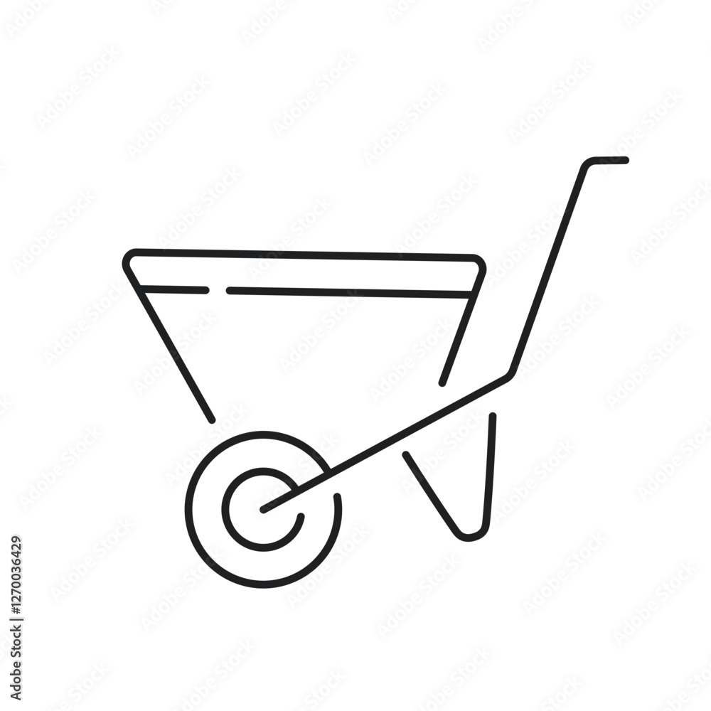Garden line wheelbarrow icon, editable stroke Garden line wheelbarrow icon, editable stroke