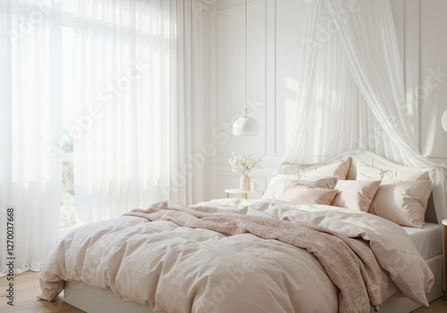 Wallpaper Mural Soft Pink and White Dreamy Bedroom Interior Torontodigital.ca