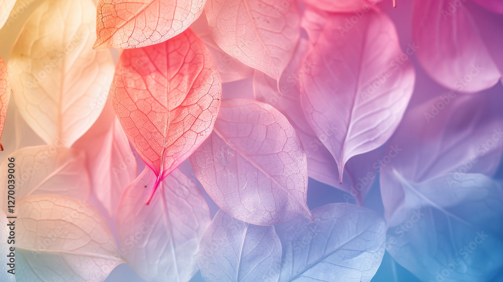 Translucent leaves in soft pastel colors create serene and calming background. delicate textures and hues blend beautifully, evoking sense of tranquility and nature Translucent leaves in soft pastel colors create serene and calming background. delicate textures and hues blend beautifully, evoking sense of tranquility and nature
