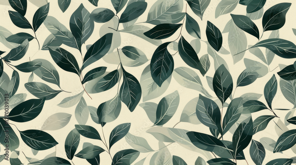 seamless pattern of green leaves on light background, creating fresh and natural vibe. Perfect for textiles, wallpapers, and home decor seamless pattern of green leaves on light background, creating fresh and natural vibe. Perfect for textiles, wallpapers, and home decor