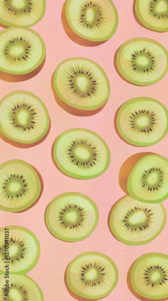 Fototapeta premium A Captivating Display of Kiwi Slices: A Vibrant and Fresh Fruit Pattern
