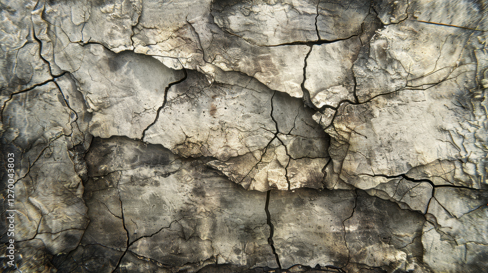 Cracked and weathered surface with intricate textures and patterns, showcasing natural aging and erosion. This captures beauty of decay and passage of time Cracked and weathered surface with intricate textures and patterns, showcasing natural aging and erosion. This captures beauty of decay and passage of time