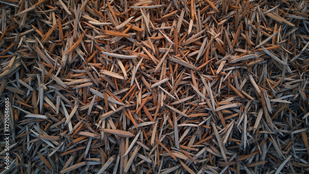 Harvesting dried grass field nature texture rural setting aerial view organic material Harvesting dried grass field nature texture rural setting aerial view organic material