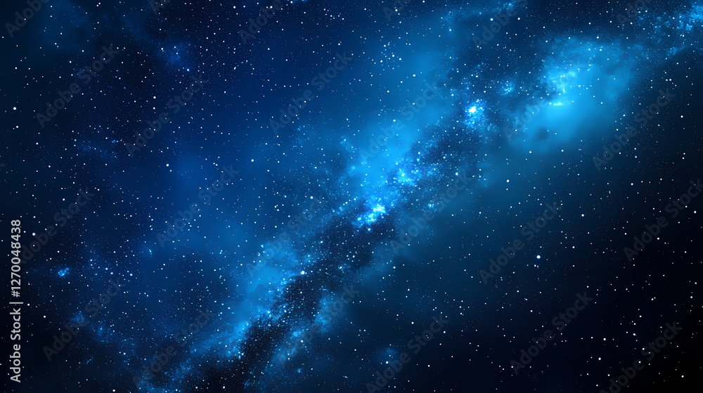 Fototapeta premium Blue dark night sky with many stars. milkyway cosmos background - generative ai. Underwater Starfields. Illustration