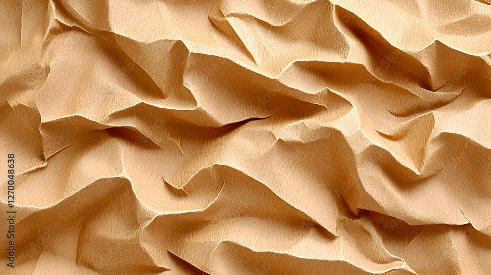 Crinkled Beige Paper Texture Background Crinkled Beige Paper Texture Background
