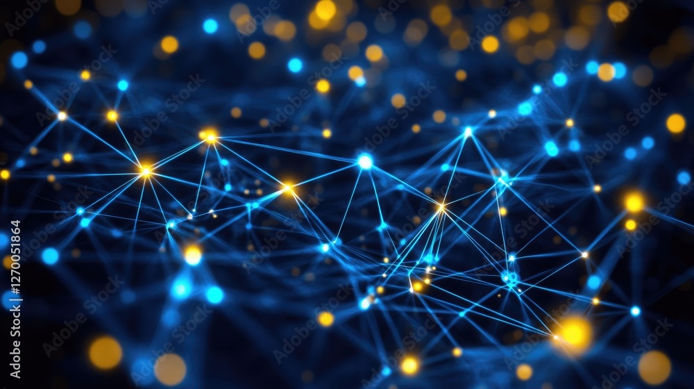 Fototapeta premium Deep learning neural network visualization with futuristic glowing AI technology.