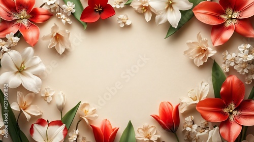 Frame of lilies flower