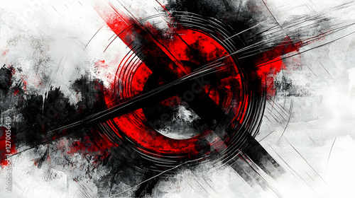 Abstract red black grunge artwork; dynamic design, white background; ideal for website header