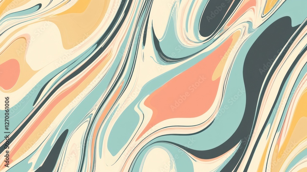 Naklejka premium Harmonious Swirls: A Mesmerizing Abstract Background with Fluid Pastel Colors