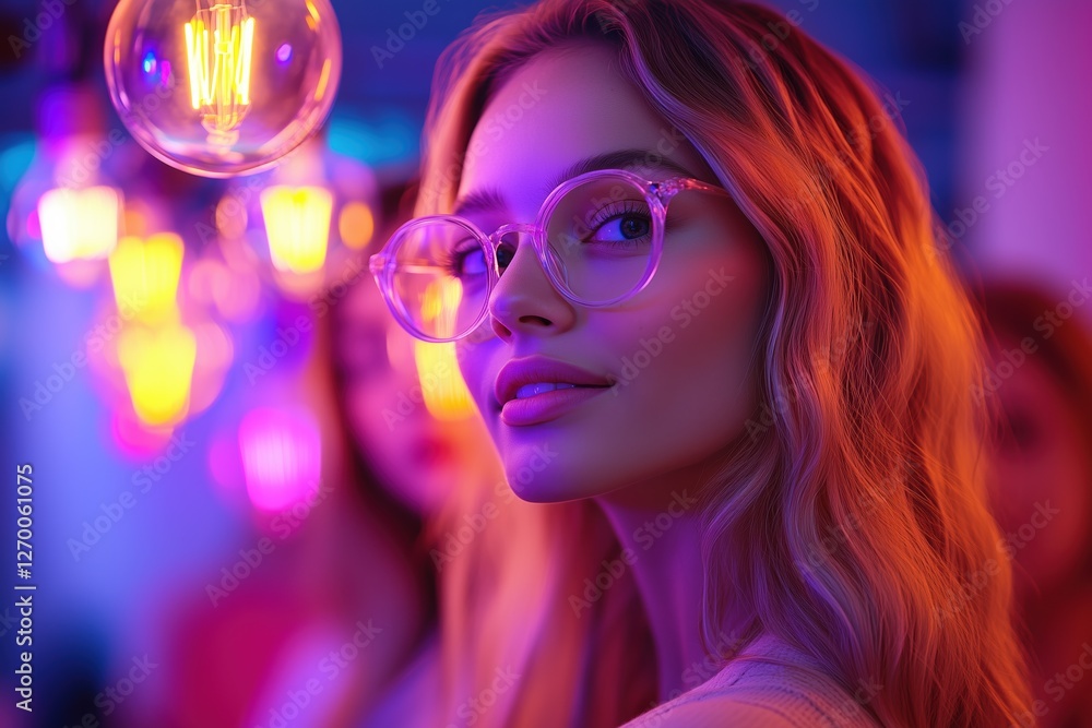 Collaborative creativity emerges in a vibrant workspace with striking lighting effects