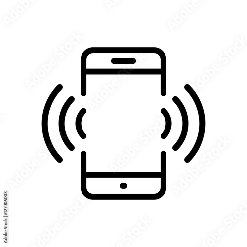 Vibrating mobile phone line icon. Cellphone vibration sign. Smartphone vibrate symbol