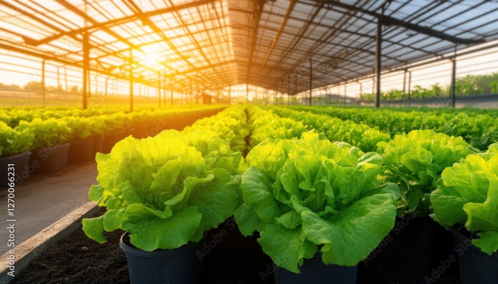 Explore a vibrant and thriving ecosystem within A greenhouse filled with lush, organic Romaine lettuce, showcasing sustainable agriculture and eco-friendly farming practices Witness the beauty of Explore a vibrant and thriving ecosystem within A greenhouse filled with lush, organic Romaine lettuce, showcasing sustainable agriculture and eco-friendly farming practices Witness the beauty of