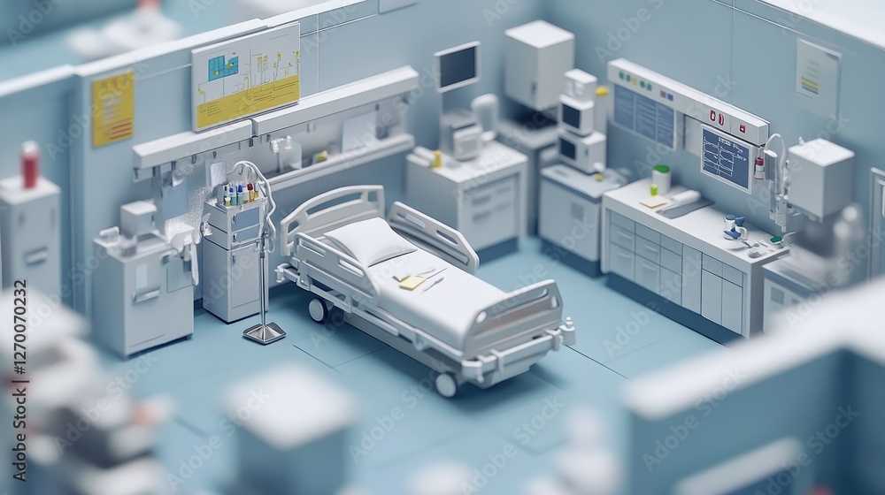 Obraz premium A realistic maquette of a healthcare facility, including hospitals, clinics, and medical offices, captured in high resolution to showcase the project design.