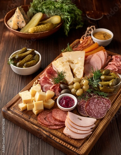 Wallpaper Mural Generated image Traditional Finnish smorgasbord with a variety of cold cuts, cheeses, and pickles Torontodigital.ca