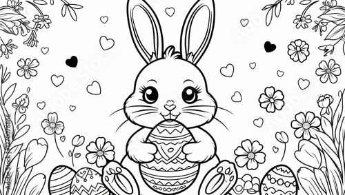 Adorable Easter Bunny Coloring Page
